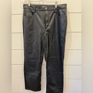 LOFT Black Faux Leather Straight Jeans